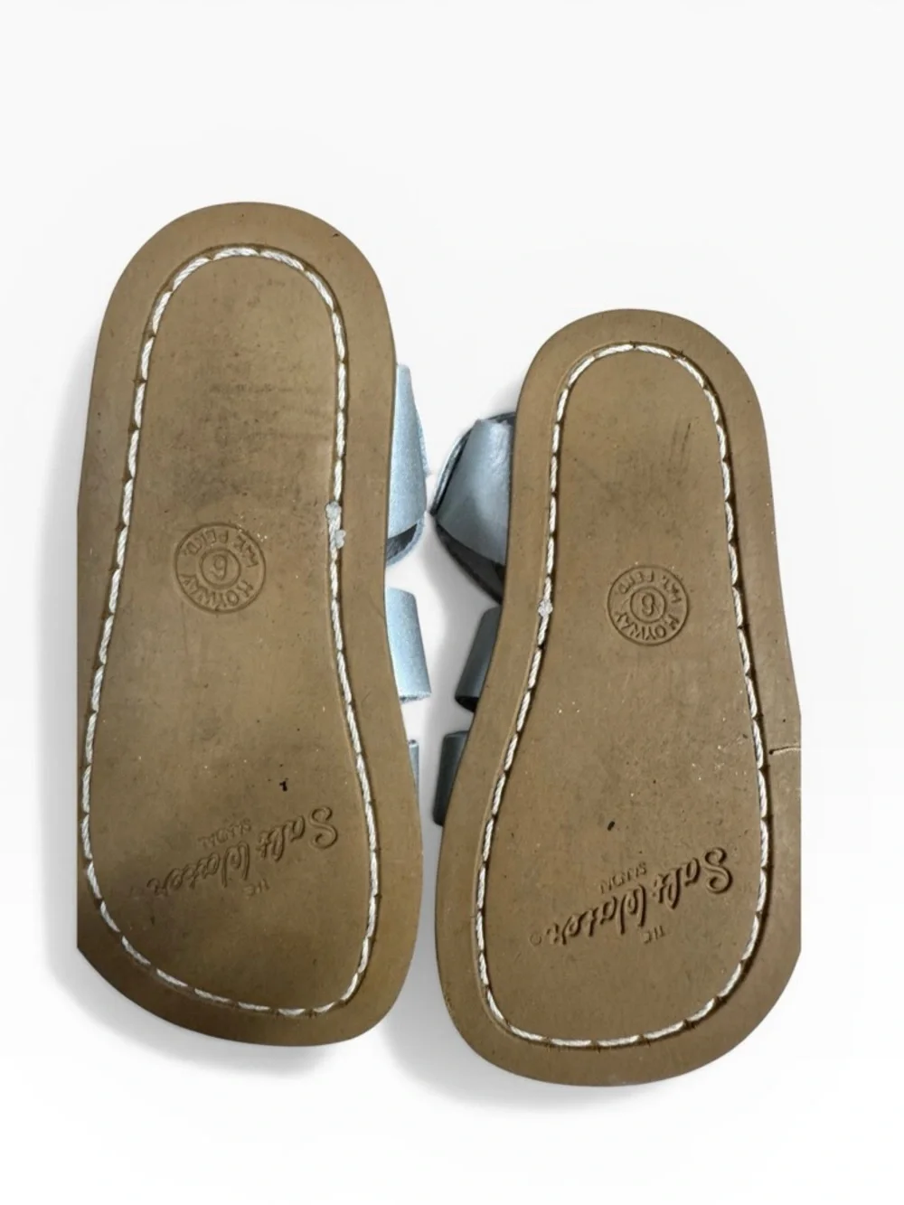 Salt Water Sandals Original Silver Leather Waterproof Buckle Sandals Toddler 6